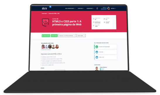 Notebook com a página do curso HTMLS e CSS5